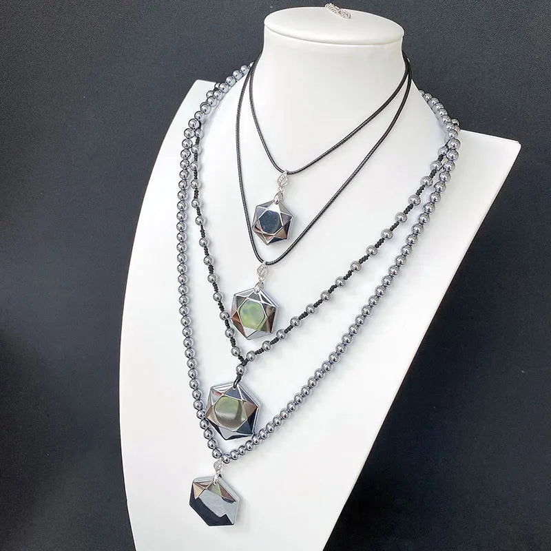 Hexagonal Star Terahertz Energy Lose Weight Necklace Handmade Jewelry Vintage Stone Pendant Necklace for Women or Men