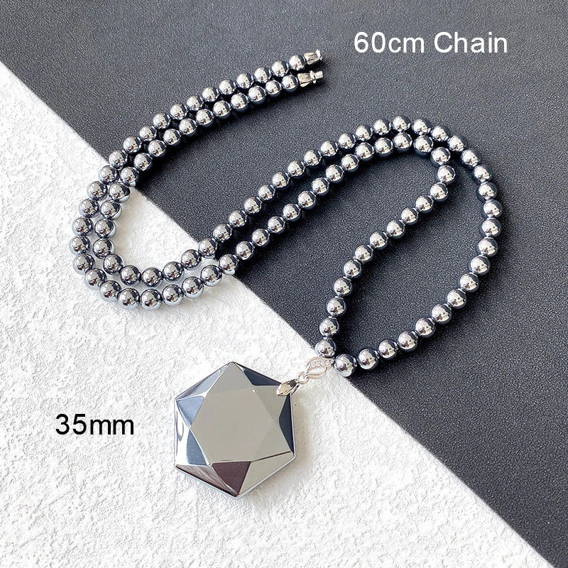 Hexagonal Star Terahertz Energy Lose Weight Necklace Handmade Jewelry Vintage Stone Pendant Necklace for Women or Men