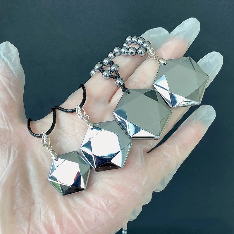 Hexagonal Star Terahertz Energy Lose Weight Necklace Handmade Jewelry Vintage Stone Pendant Necklace for Women or Men