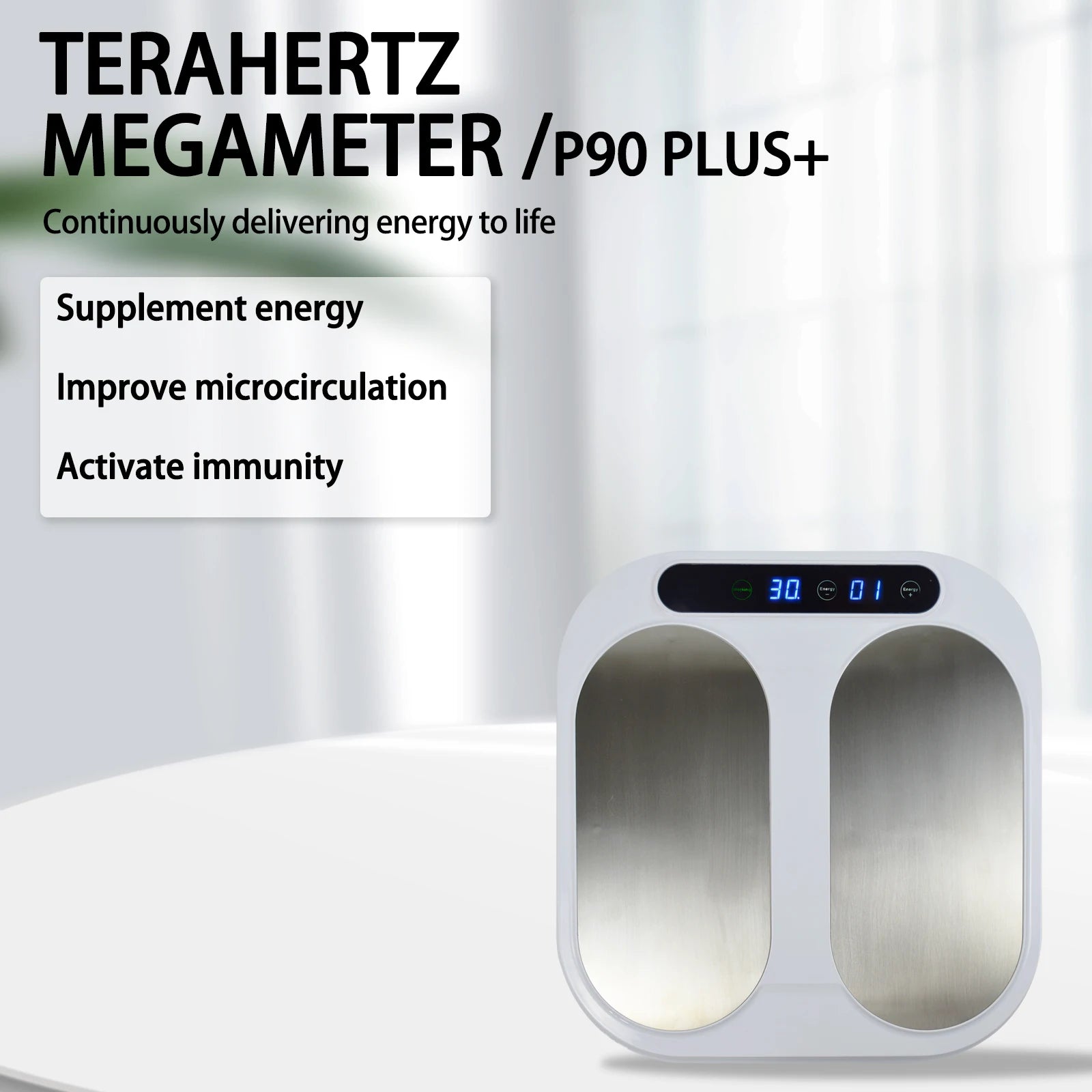 Tera-P90 Terahertz Professional Bioenergetic Foot Massager for Enhanced Blood Circulation and Cell Activation with Heated Therapy Function