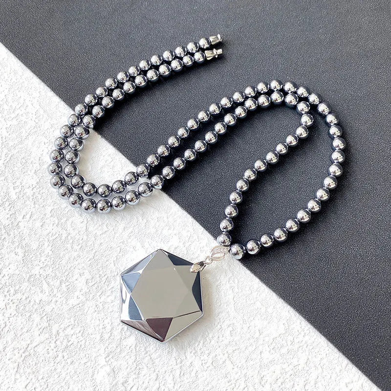 Hexagonal Star Terahertz Energy Lose Weight Necklace Handmade Jewelry Vintage Stone Pendant Necklace for Women or Men
